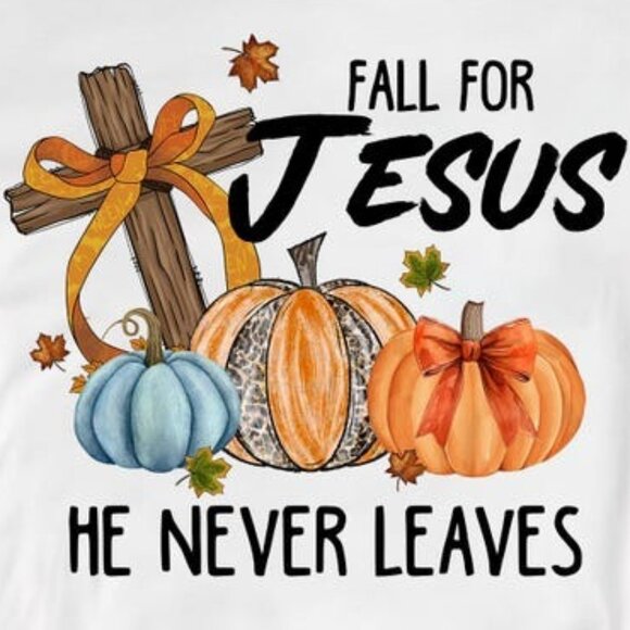 Fall For Jesus He Never Leaves Shirt, Fall Coquette Bow Shirt - Picture 2 of 3